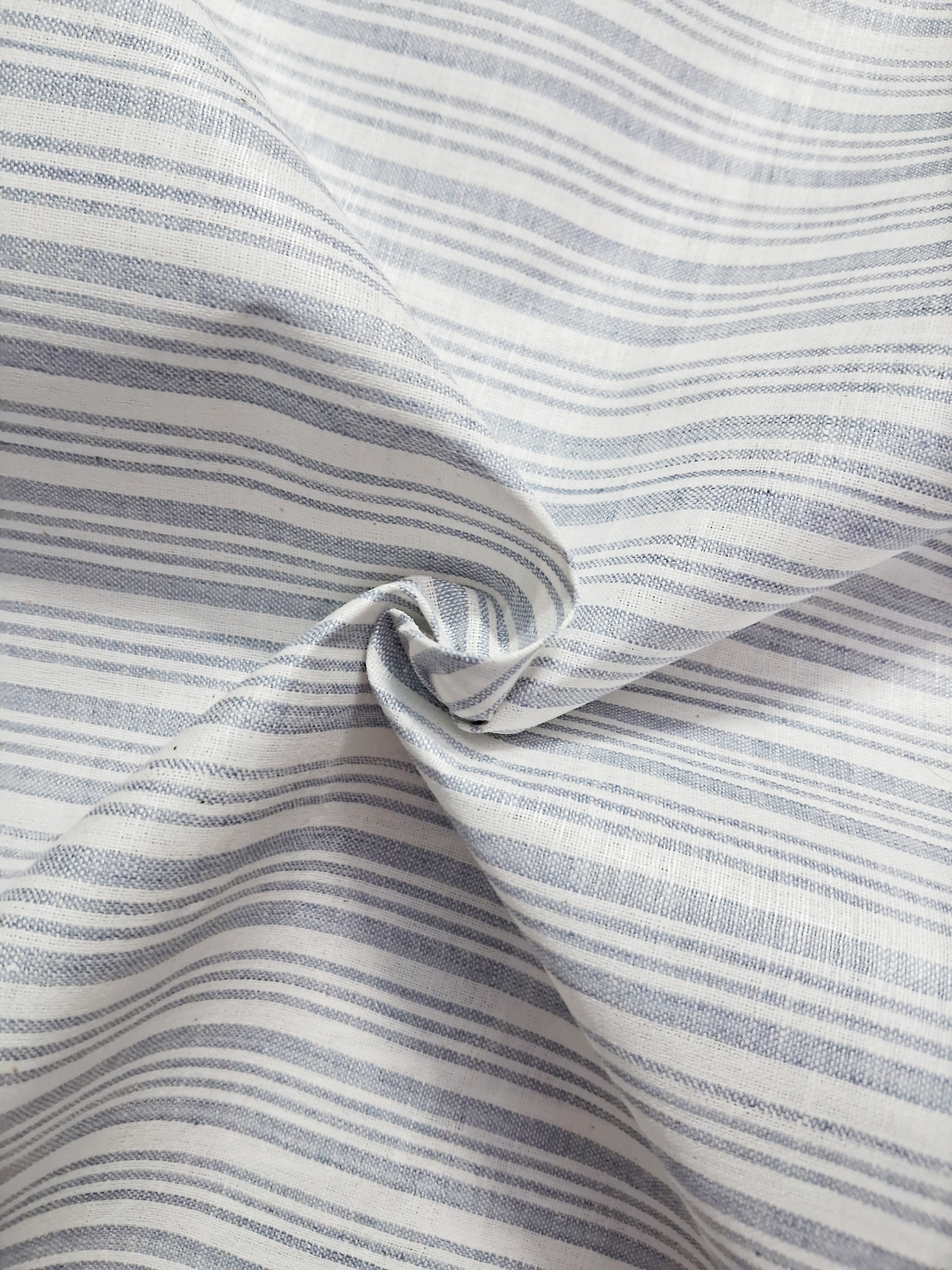 WHITE & SKY BLUE STRIPES COTTON DRESS MATERIAL FOR MEN