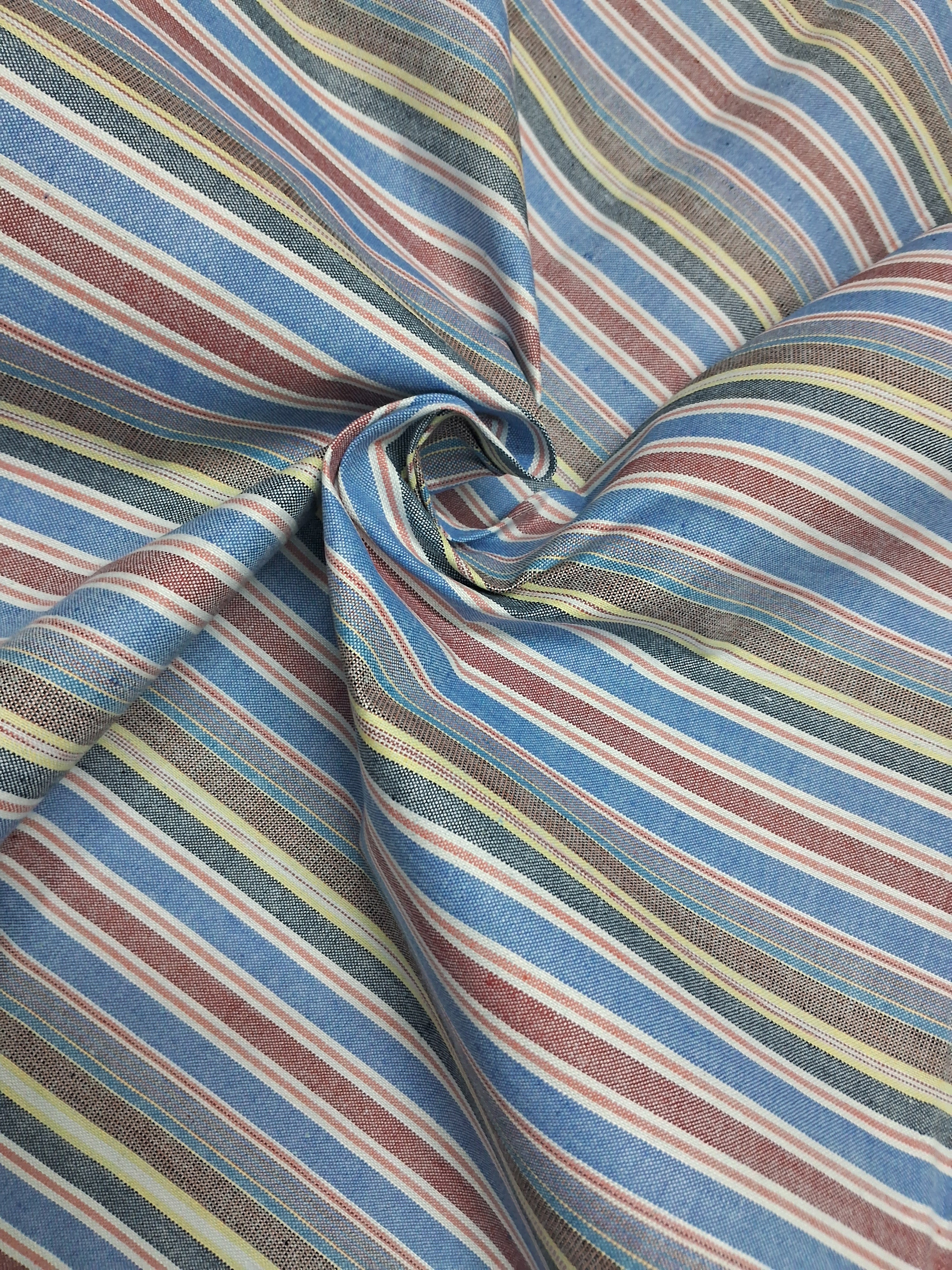 BLUE, YELLOR,MAROON & WHITE STRIPES COTTON DRESS MATERIAL FOR MEN