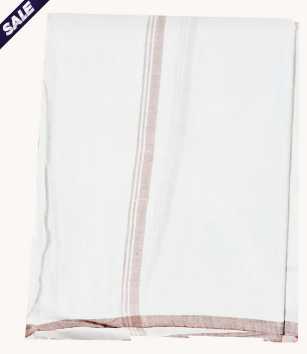 WHITE PURE COTTON DHOTI FOR MEN