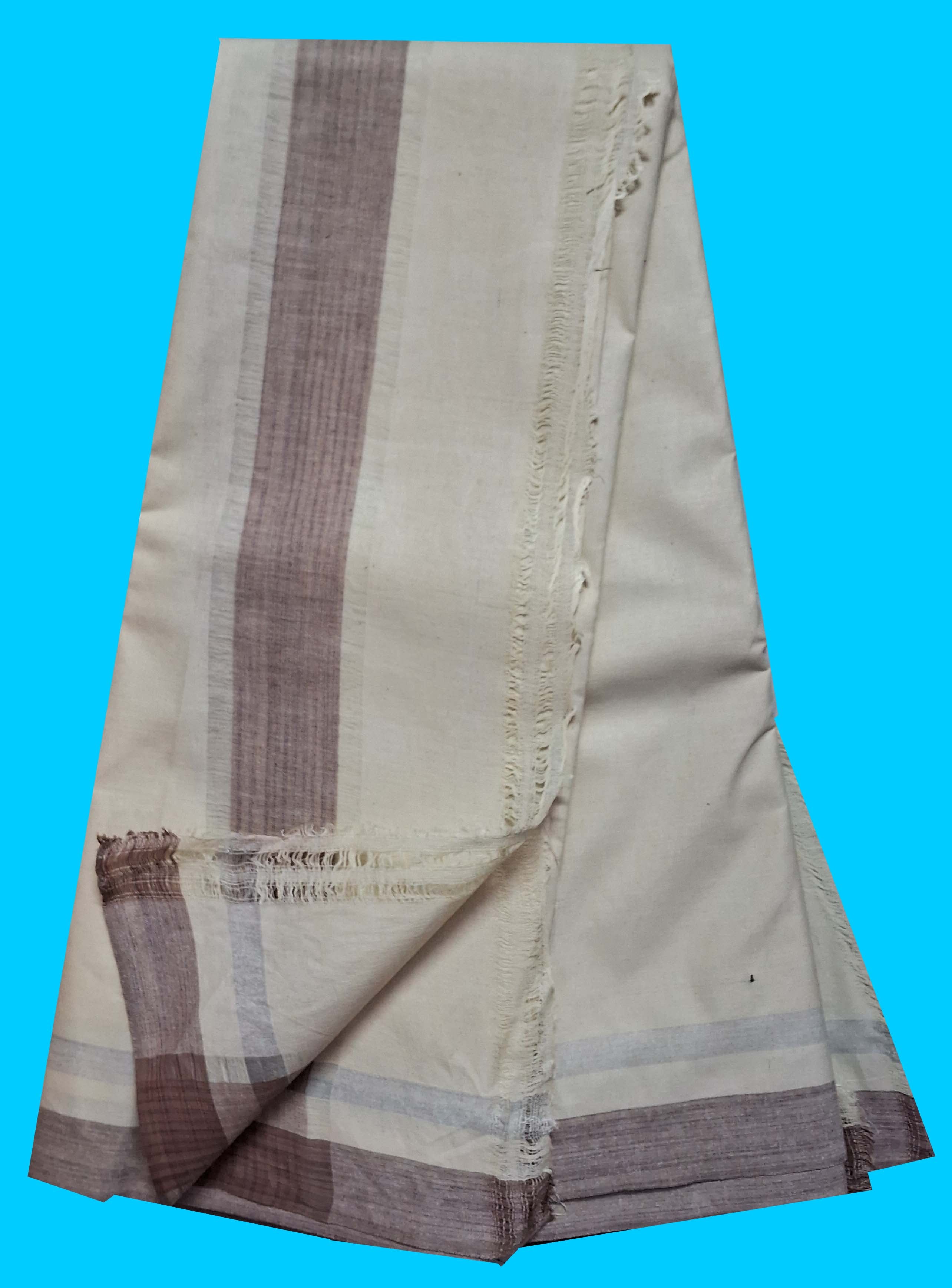 OFF WHITE COLOUR COTTON DHOTI & ANGAVASTRA FOR MEN