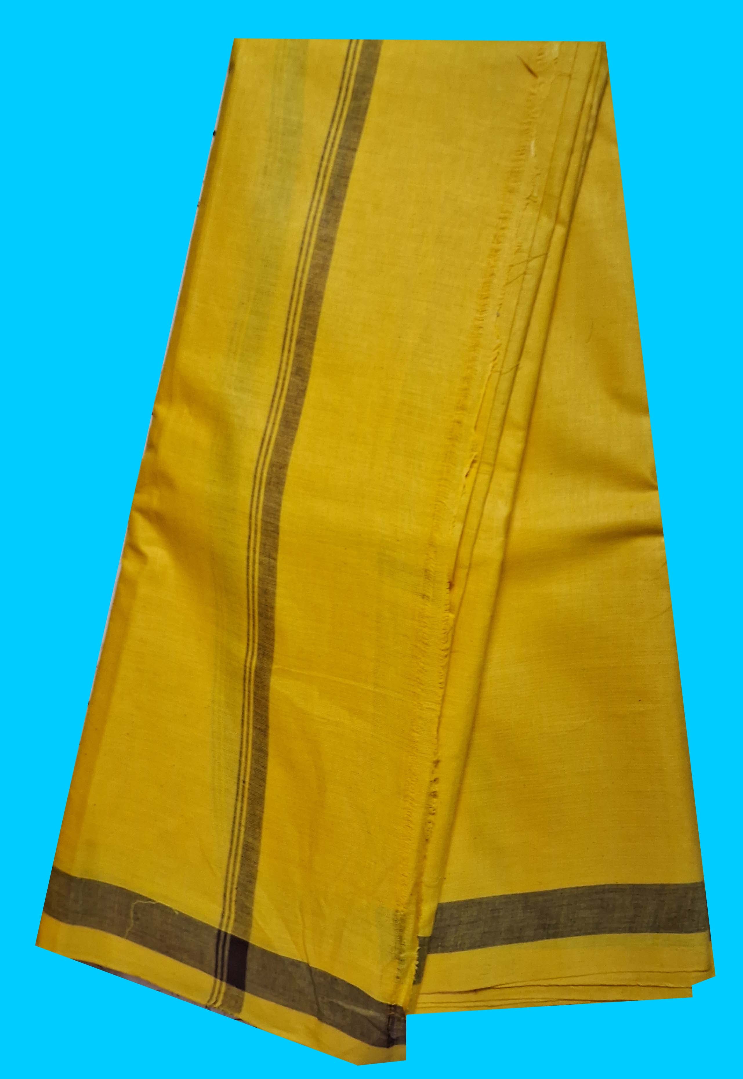 YELLOW COLOUR COTTON DHOTI & ANGAVASTRA FOR MEN